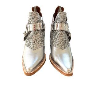 NWOB Jeffery Campbell X Free People Icon Calhuan Western Boot Silver Size 6.5M